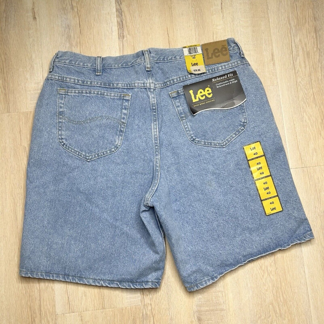 Vintage Lee Denim Jean Shorts Men 40 Light Wash 90s Retro Baggy Jorts Dad