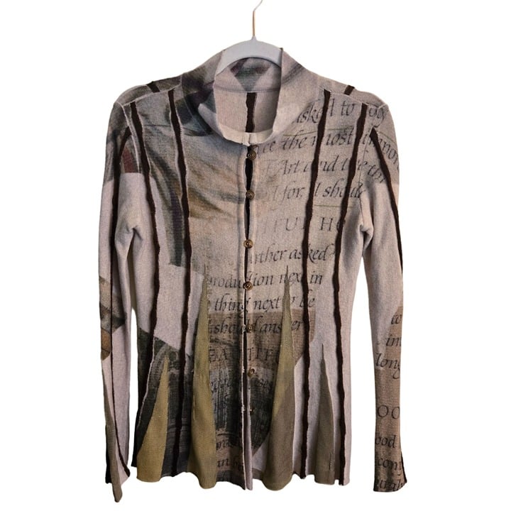 Yoshimura Knits Japan Unique Art To Wear Mixed Media Cardigan Sweater Size S