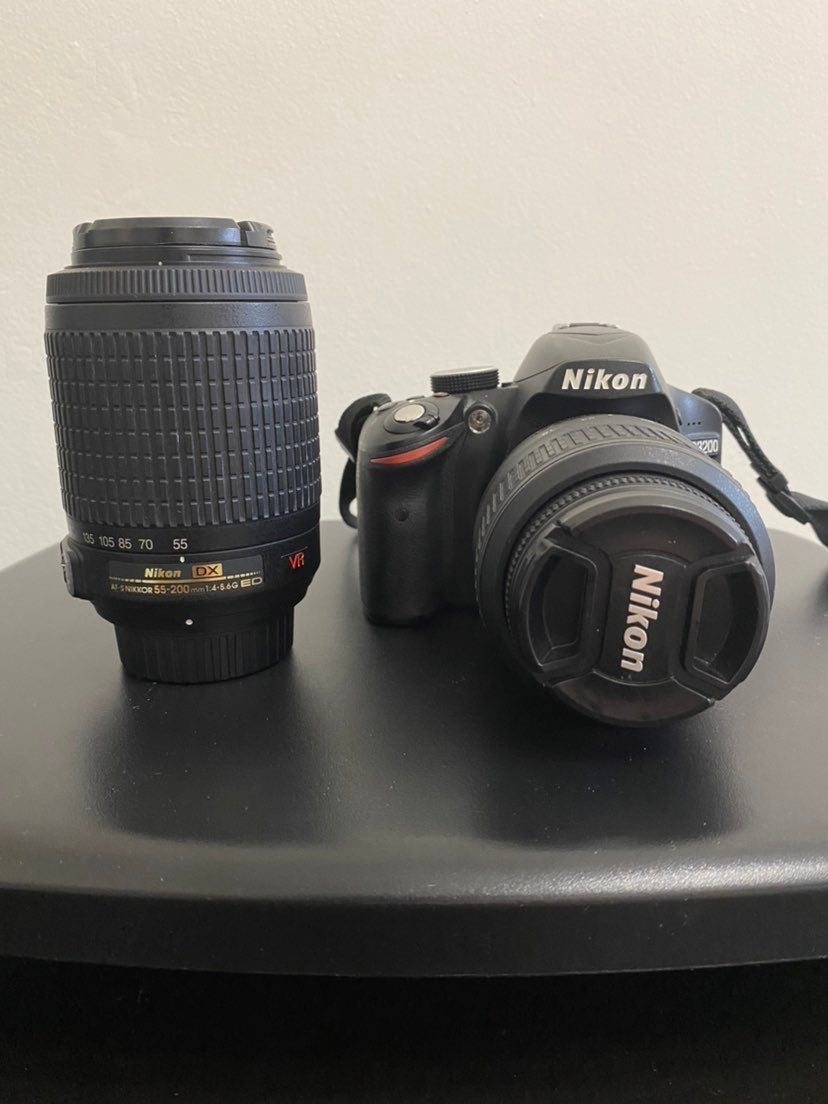 Nikon D3200 SLR w/ 18-55mm, 55-200m Lens + Bag + Filters