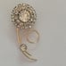 Vintage Gold-Tone Rhinestone Floral Brooch Pin Jewelry Accessory