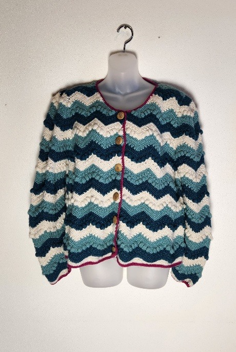 French Knot exclusively for Sundance Chevron Cardigan Women's Size L Hand Made