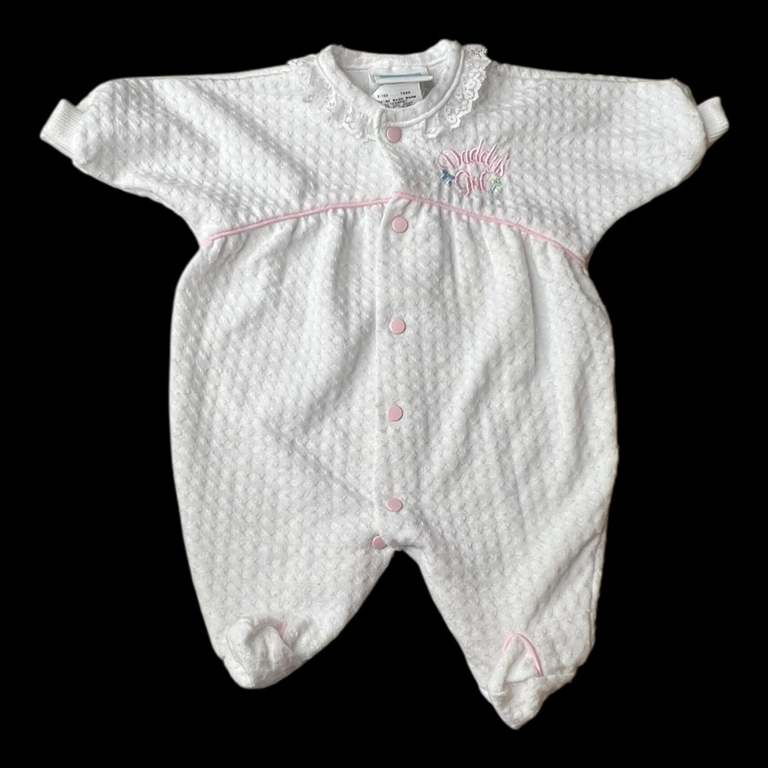 90s Vintage Daddy’s Girl Embroidered Romper Size 0-2 Months - Little Me