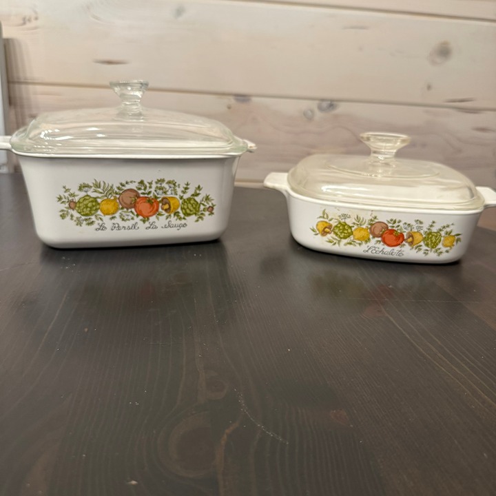 Vintage Spice of Life Corning Ware Casserole A-1-B and P-4-B with lids