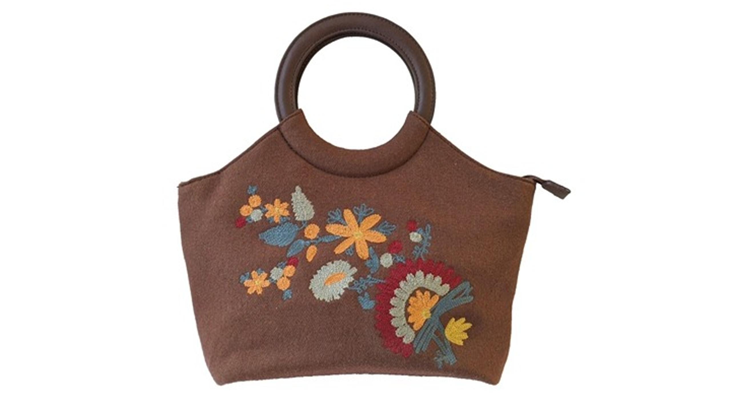 RELIC Brown Canvas Floral Embroidered Fabric Handbag Crossbody Strap BoHo NEW