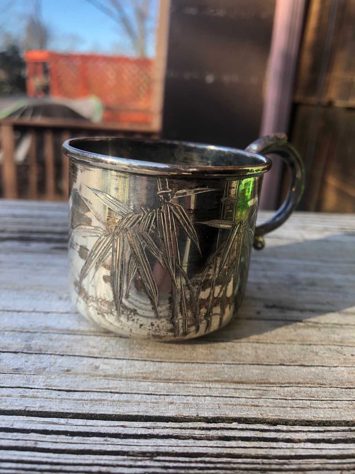 Japanese 950 silver engraved childs mug