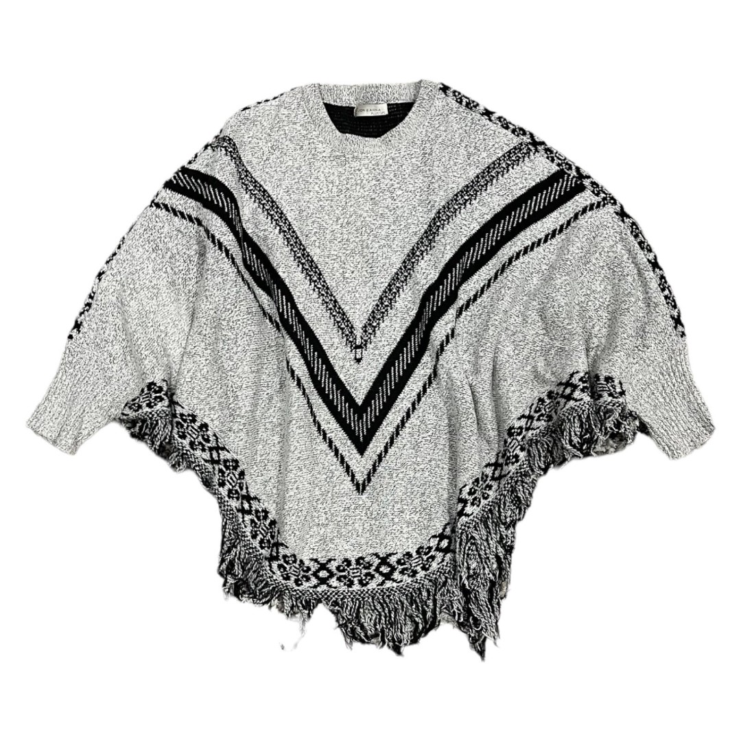 Jon & Anna Gray Boho Fringe Poncho Sweater OS