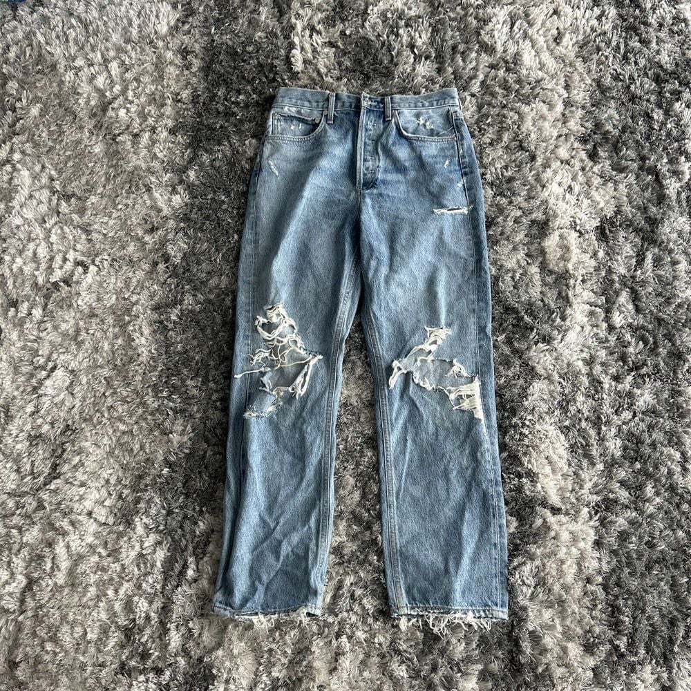 Women's Size 27 Agolde Los Angeles Premium Blue Denim Jeans 90's Jeans Stained