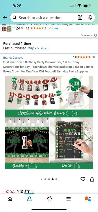 First Year Down Football Birthday Decor