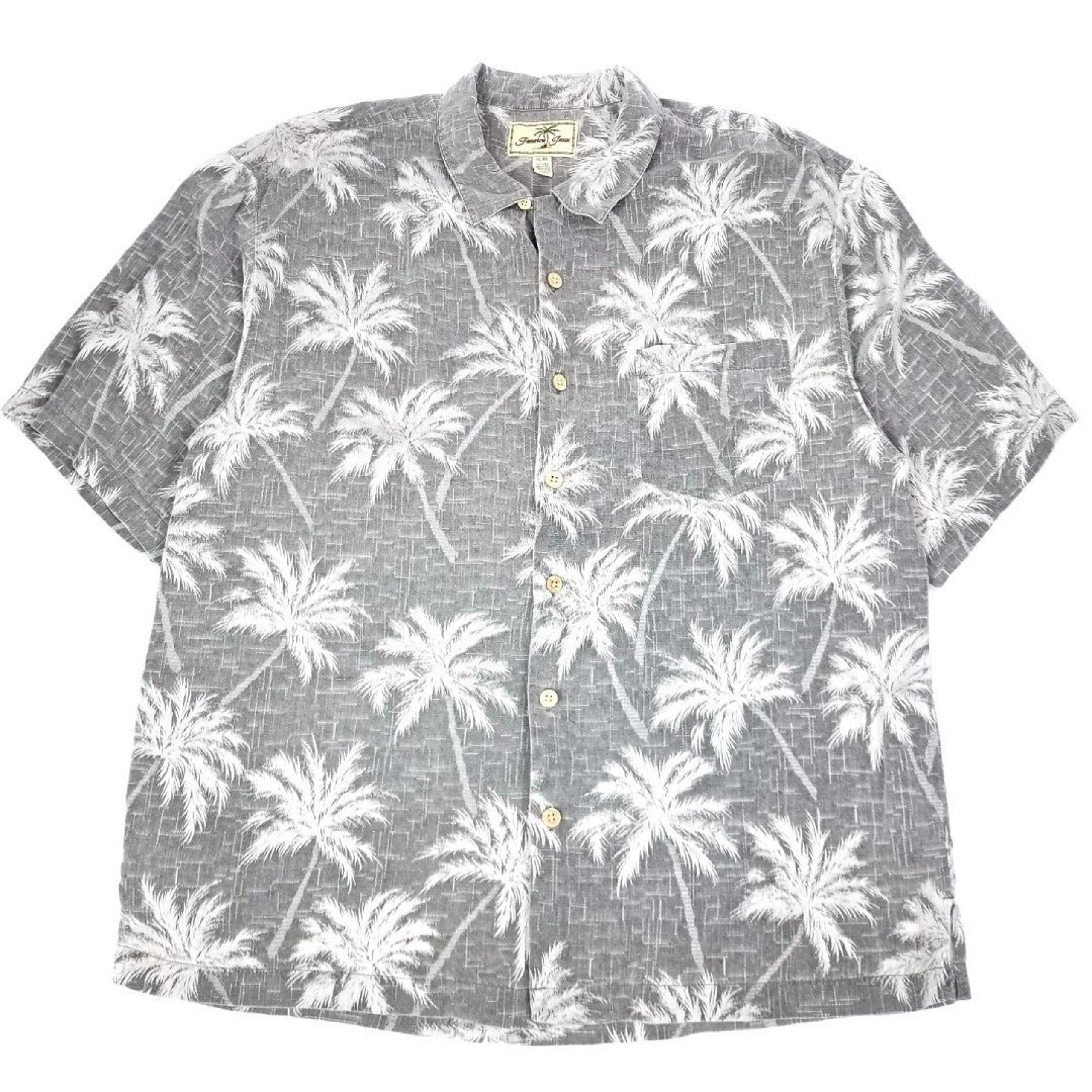 Jamaica Jaxx 100% Silk Palm Tree Short Sleeve Button Down Hawaiian Shirt Mens XL
