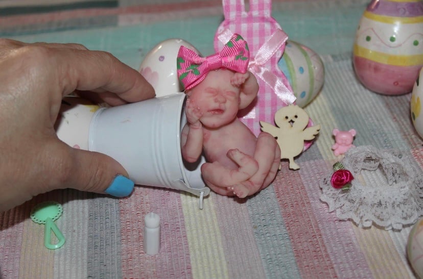 Full bodied, anatomically correct silicone baby girl! Mini 3”! Ready to ship!