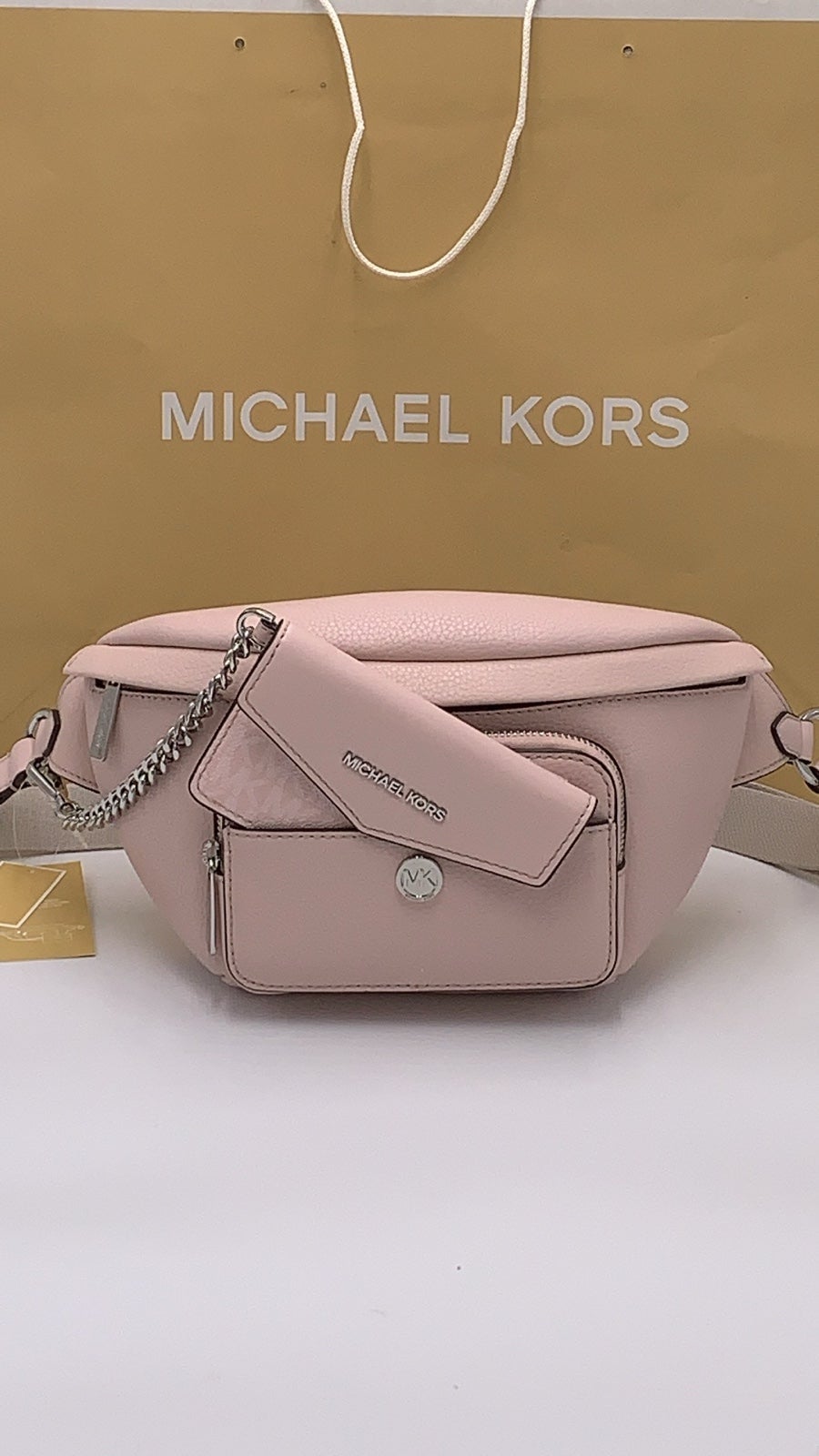 MICHAEL KORS Maisie Large Pebbled Leather 2-in-1 Sling Pack Light Powder Blush