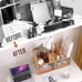 Bamboo Desktop Organizer, Large Desktop Bookshelf, Desktop Makeup Storage Shelf