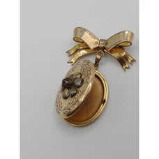 Vintage 10k Victorian Gold Filled Locket Pin Brooch Scroll Work Opens