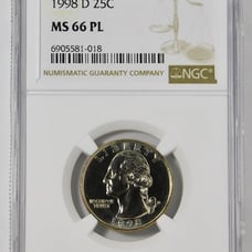 1998-D Washington Quarter NGC Mint State 66 PL (Proof-like)
