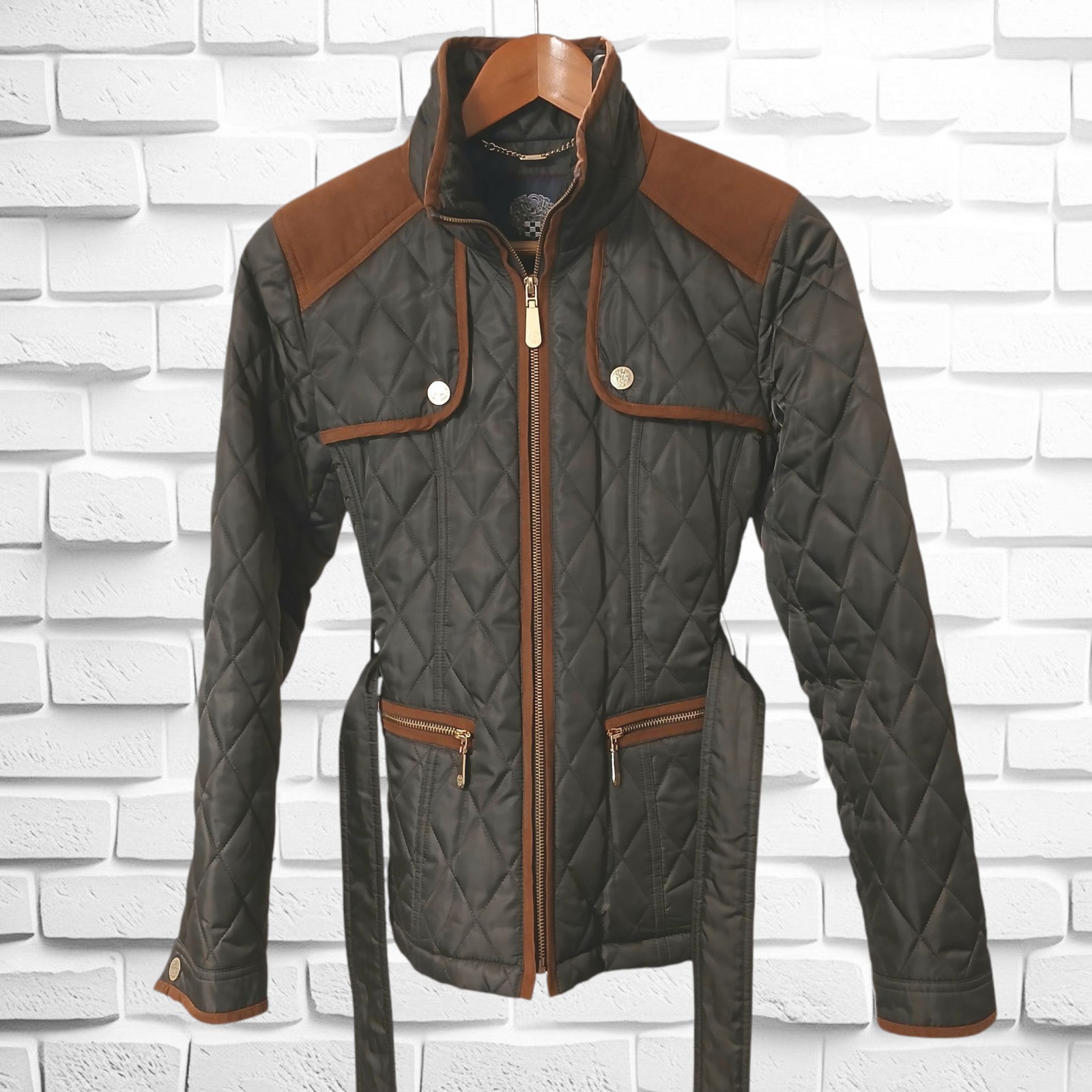 Women's Vince Camuto Quilted Designer Jacket w/ Suede Trim, Size Small