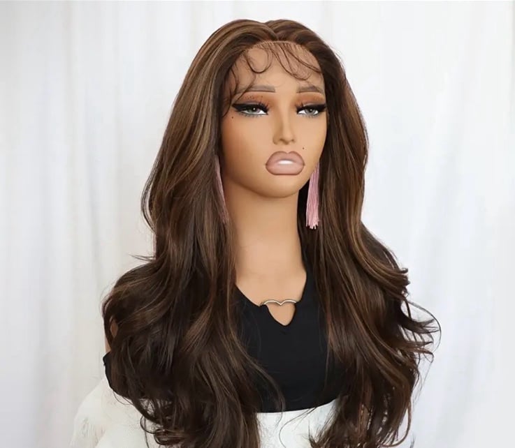24 Inch synthetic hair highlights wig