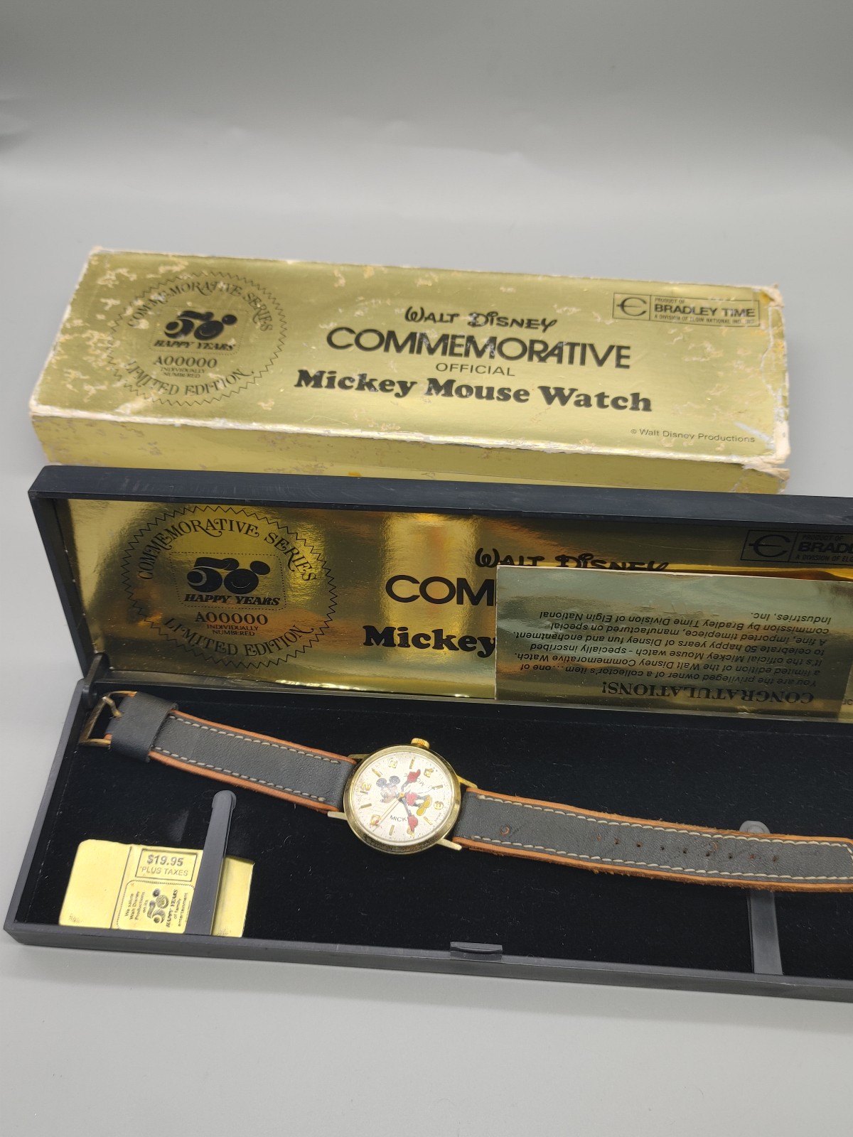 Untested Vintage Bradley MICKEY MOUSE 50th Disney Commemorative Series Watch