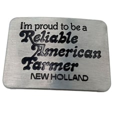 Proud American Farmer Belt Buckle New Holland Vintage Tractor 1982 Farming Colle