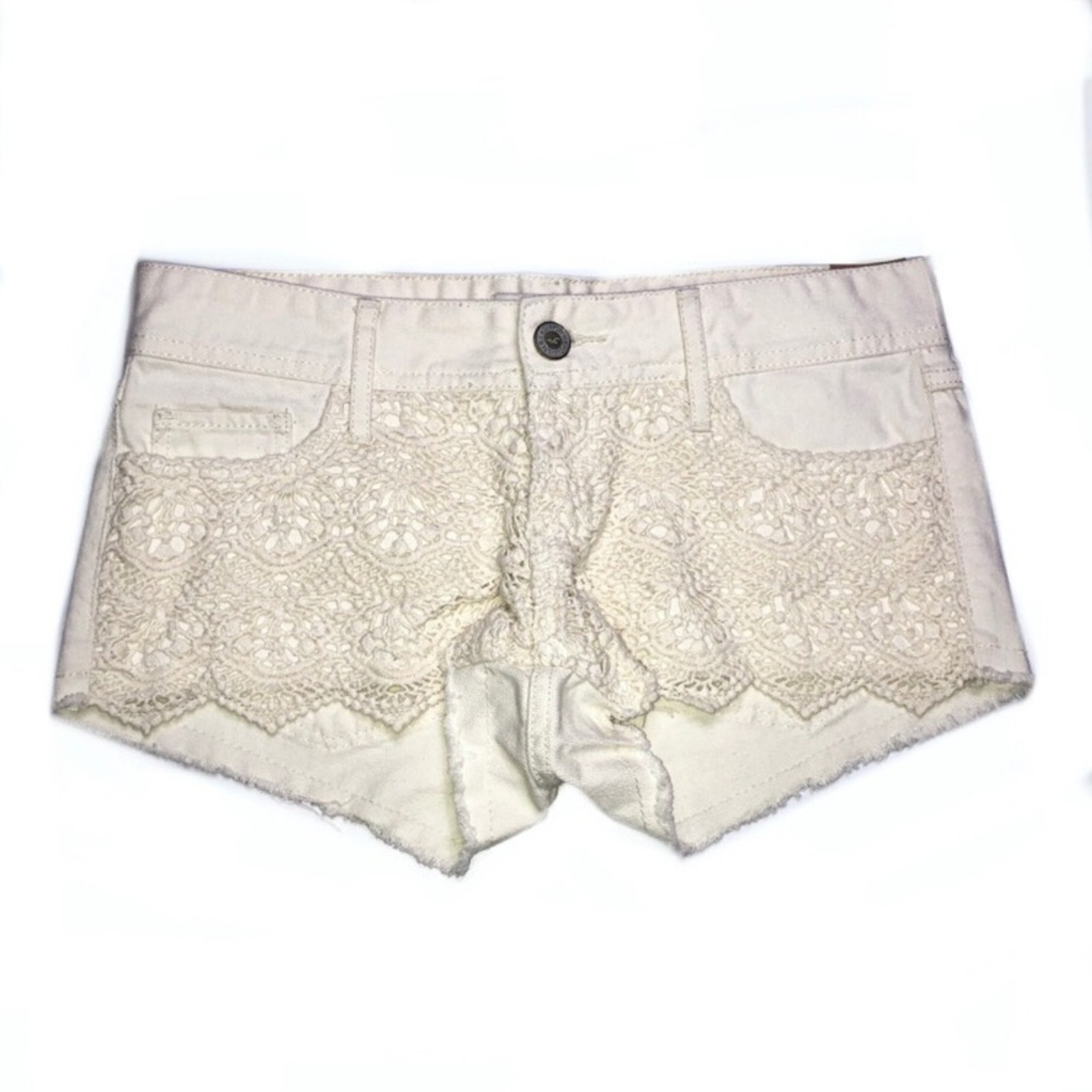 Hollister the low rise crochet overlay denim short