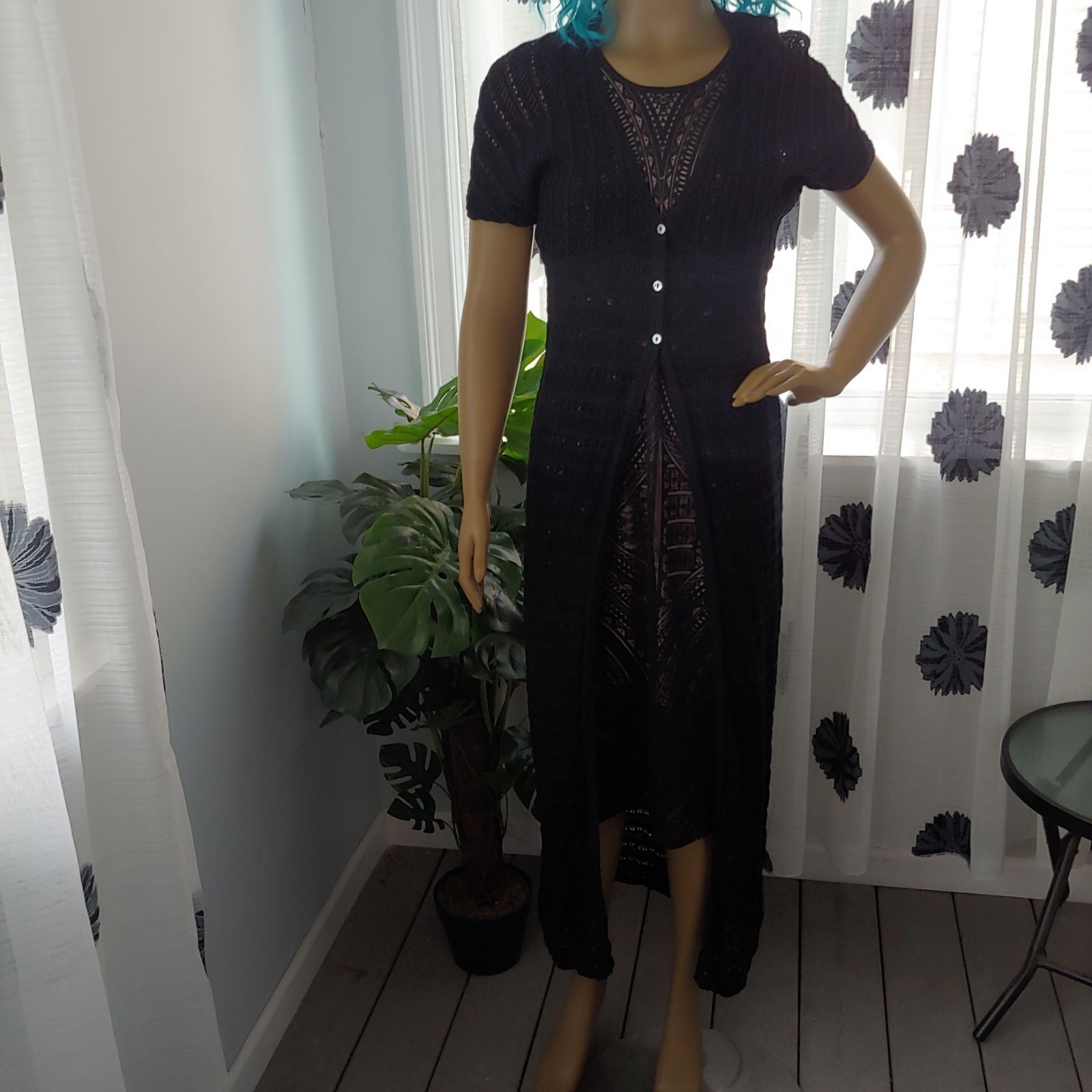 Zara black knit cotton duster sweater me