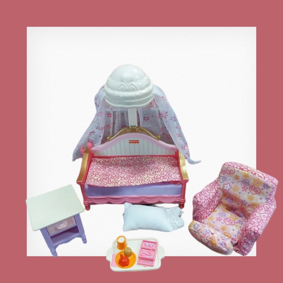 Fisher Price Loving Family Dollhouse KIDS BEDROOM Canopy Girls Bed 2005