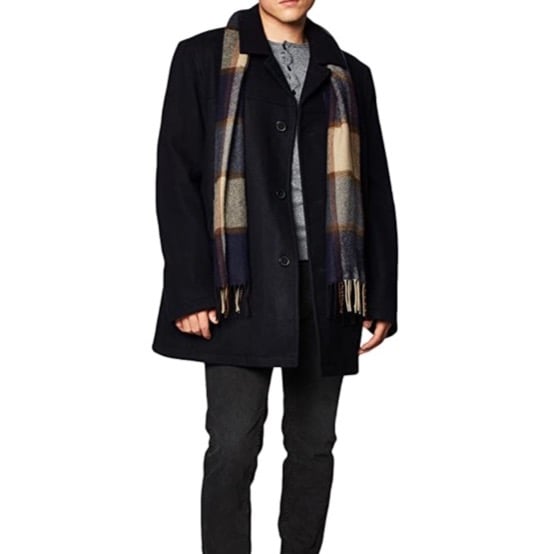 Men's Tommy Hilfiger Black Wool Pea Coat Size Large