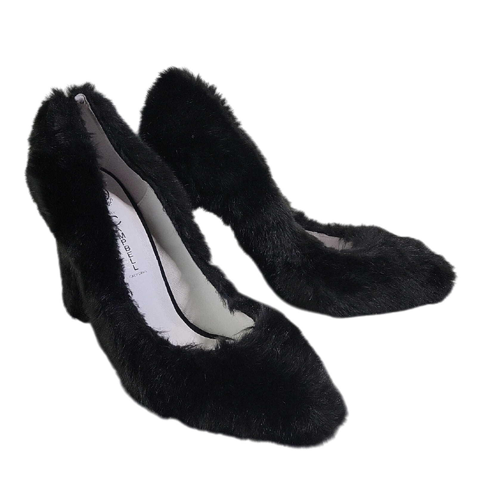 Jeffery Campbell Black Fluff Heels Womens Size 8.5
