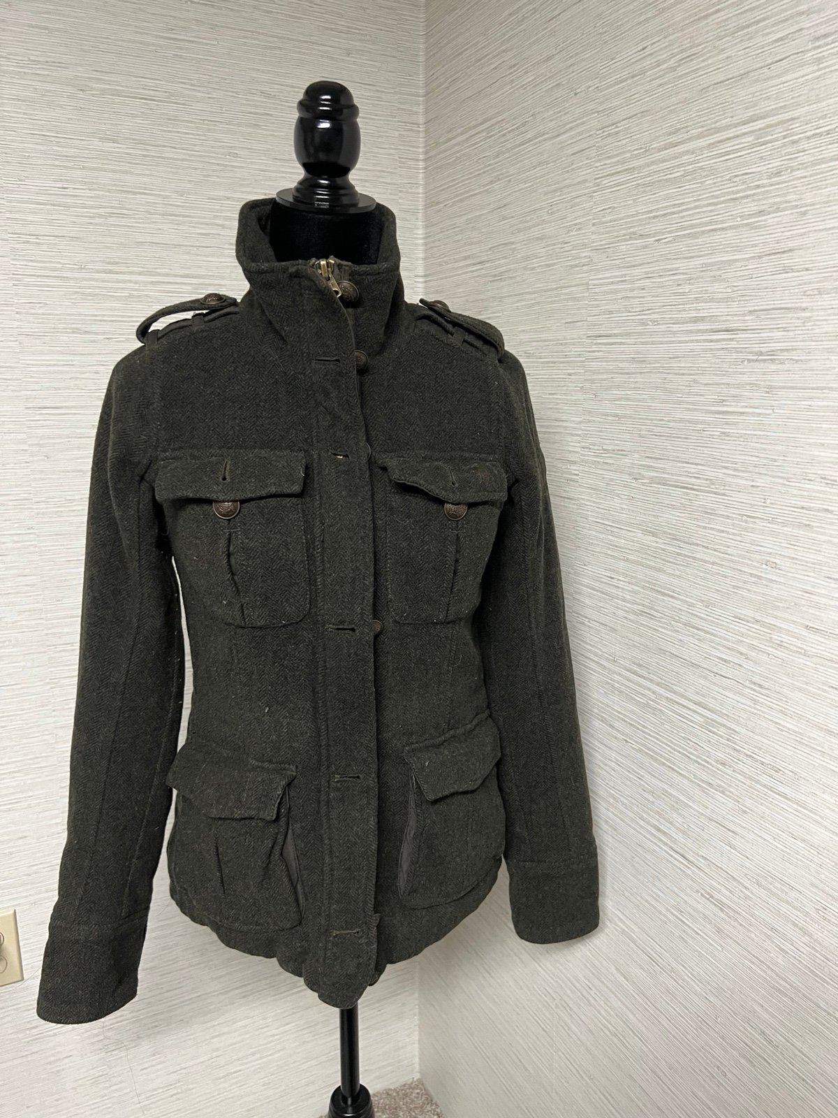 Abercrombie and Fitch Olive Wool Military coat - XS
