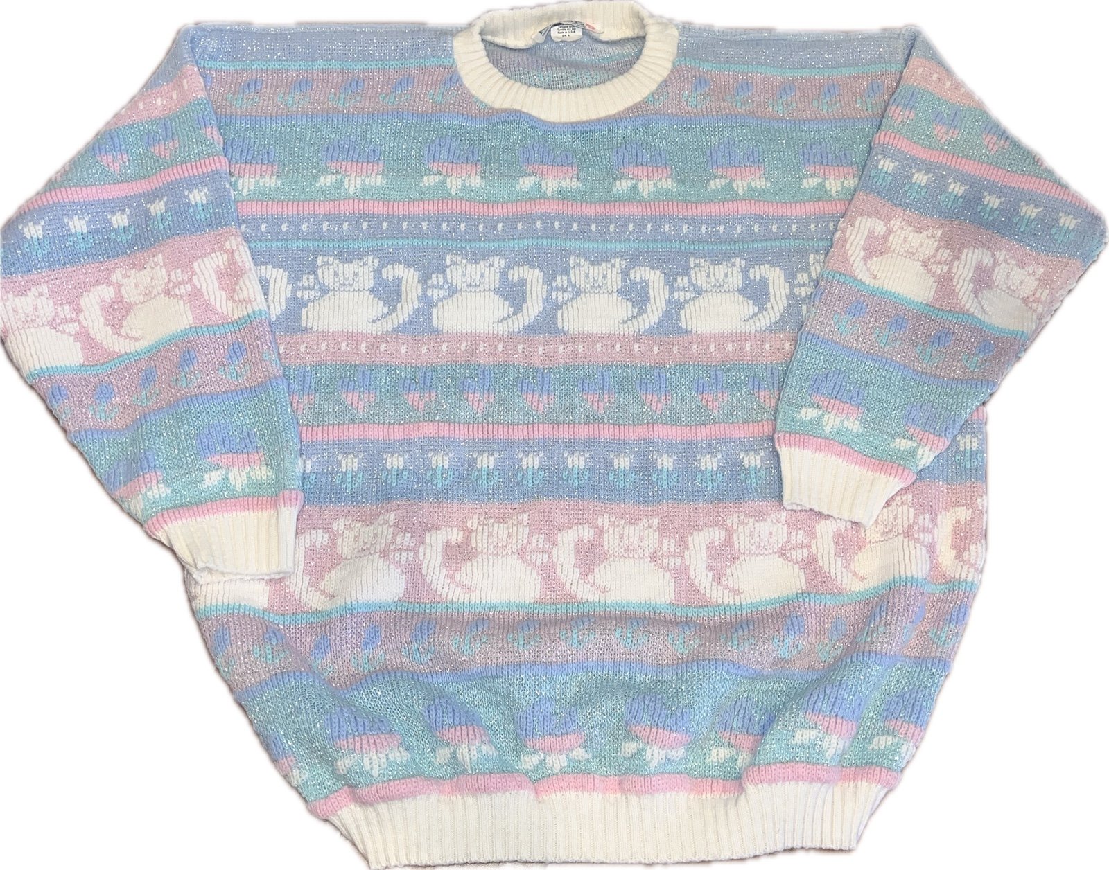Vintage sparkle Cat Sweater. Rose brand