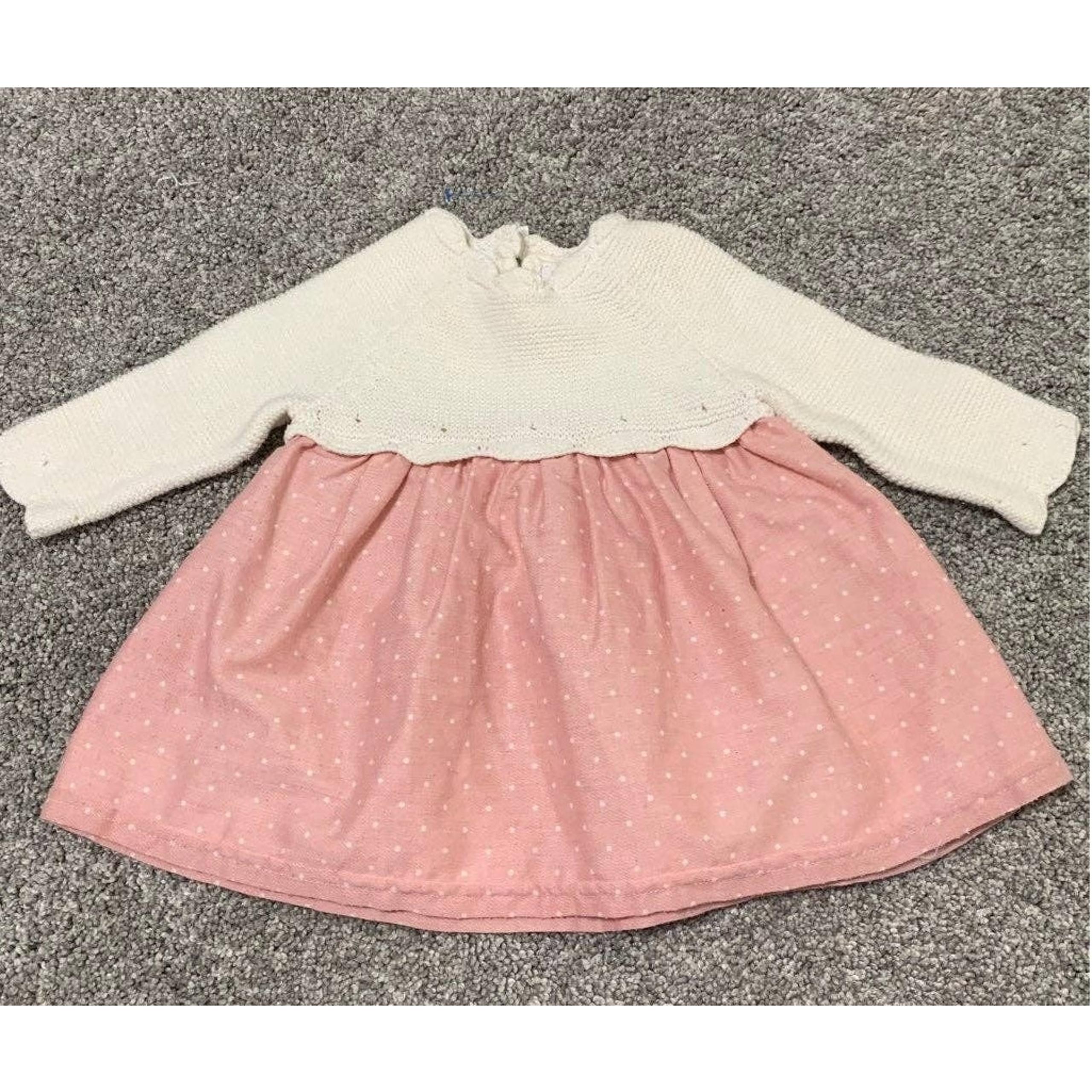 Shabby Chic Baby Girls Crocheted Top and Pink Bottom Dress size 0-3 months