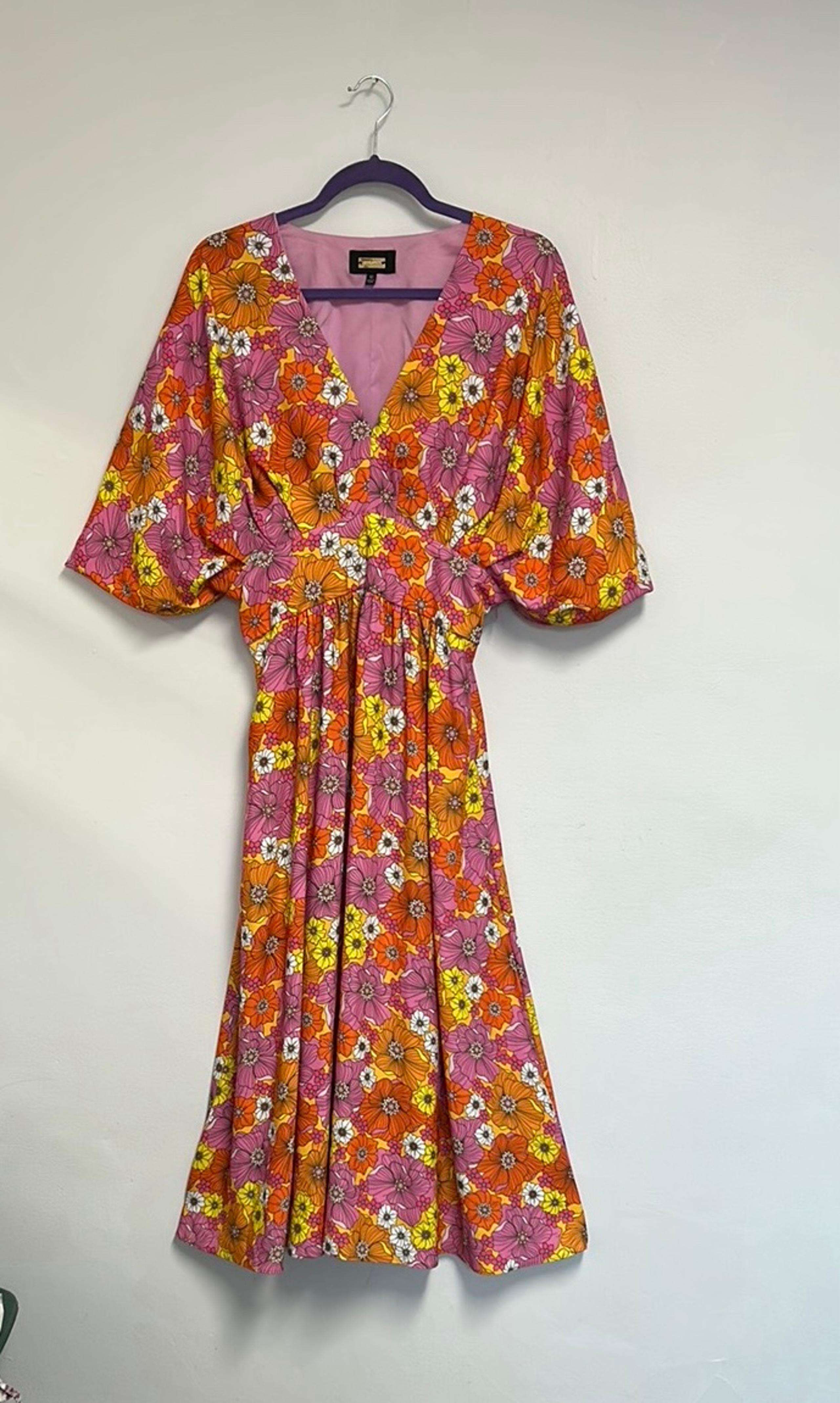 Alexia Admor Boho Chic 60s 70s Vibe Floral Womens Size 10 Fit & Flare Midi Dress