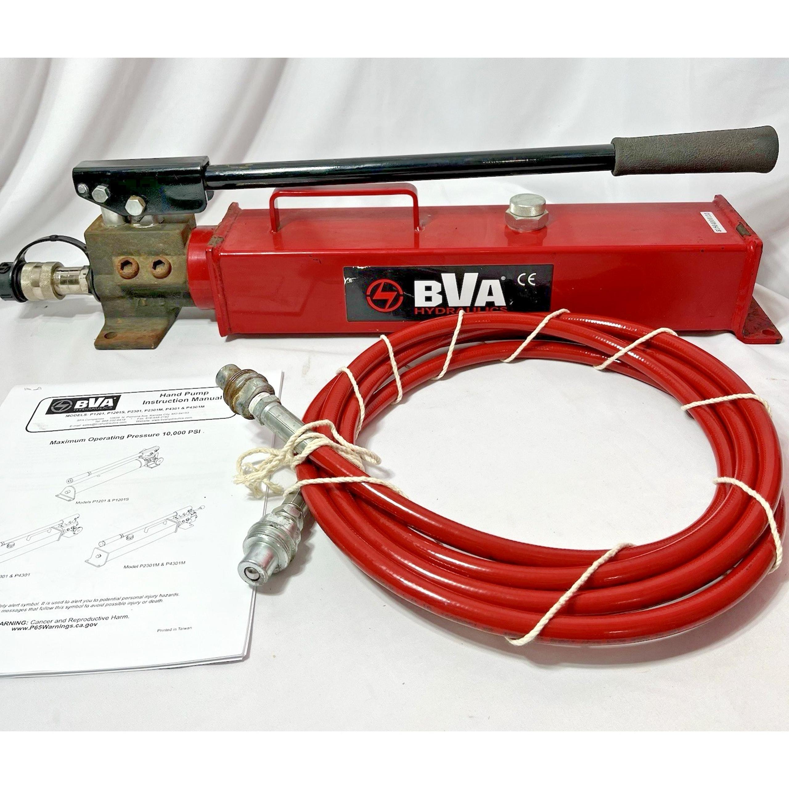 BVA Hydraulics Hydraulic 2 Speed Hand Pump P2301 Handle Hose 10,000 PSI Used