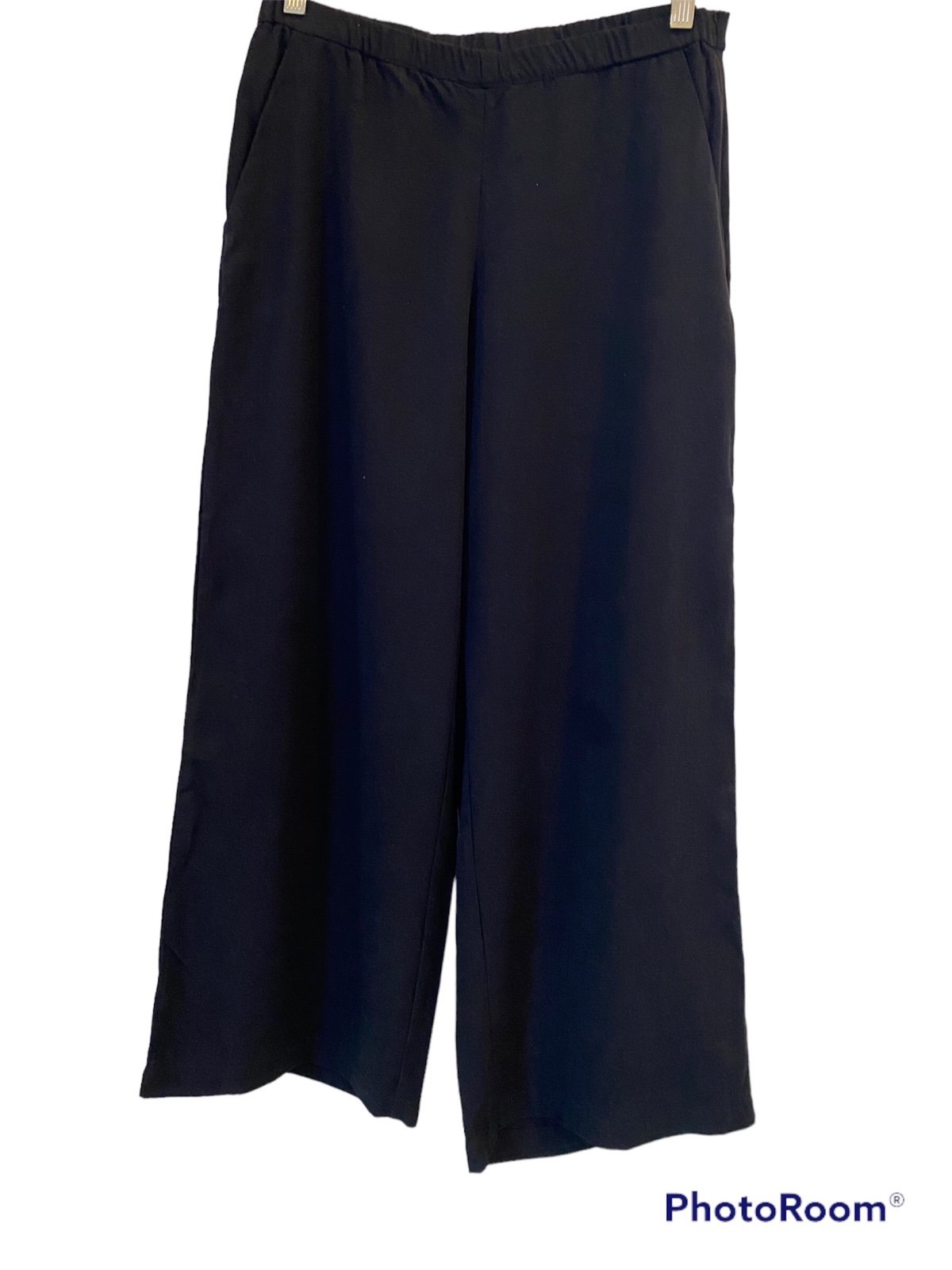 Eileen Fisher black wide leg pants, size small