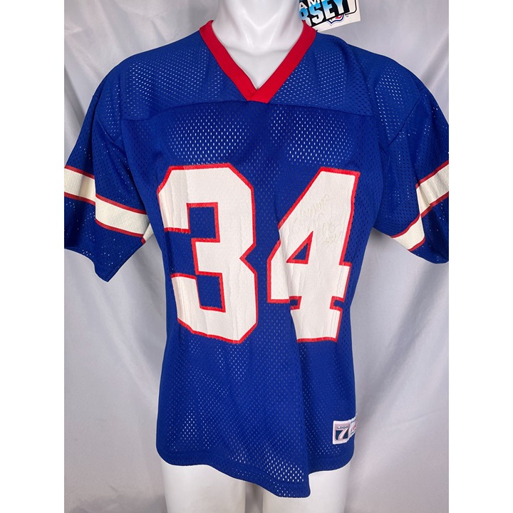 VTG Thurman Thomas #34 Buffalo Bills NFL Autographed Home Jersey Men's LARGE NWT