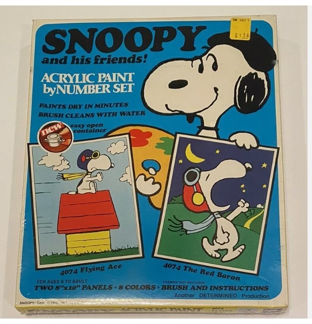 Vintage SEALED Peanuts Snoopy Paint By Number Flying Ace Red Baron 70s Rare