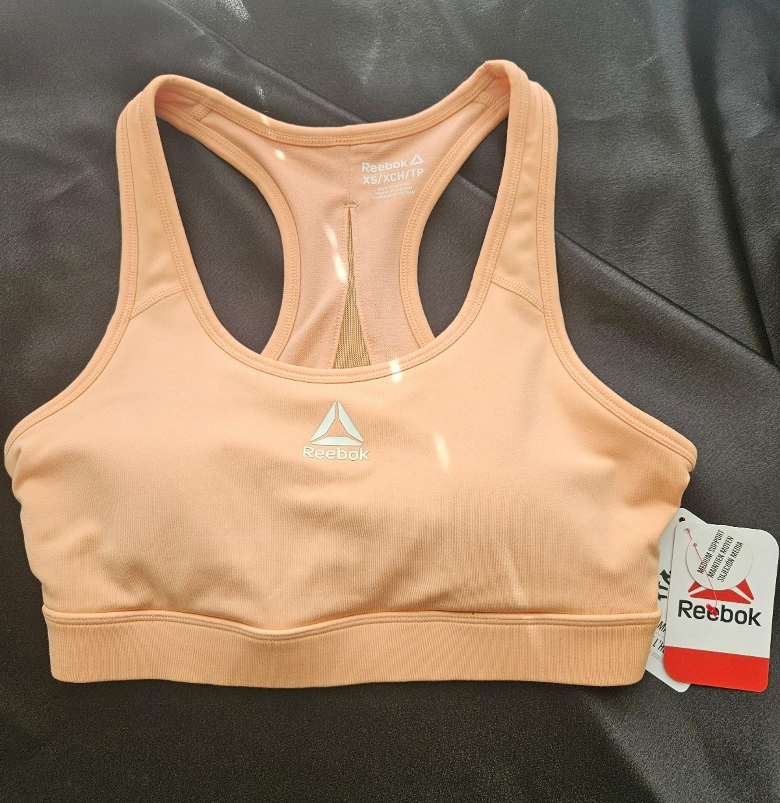 NEW REEBOK WOMENS STRONGER SPORTS BRA WITH MOISTURE MANAGEMENT SIZE XS
