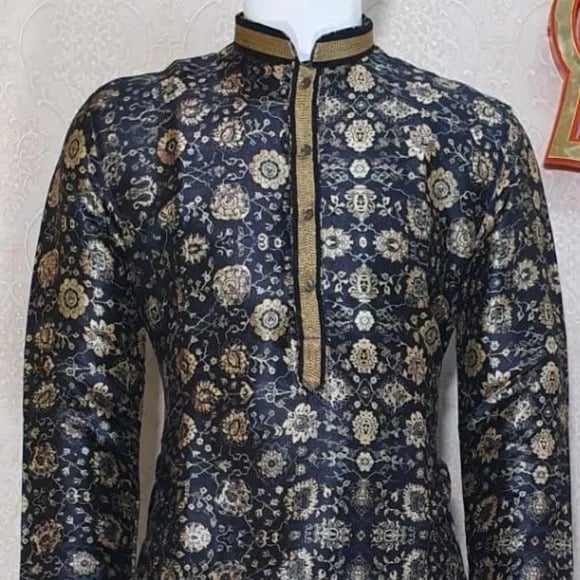 Mens Silk Indian Digital print super soft Kurta Set