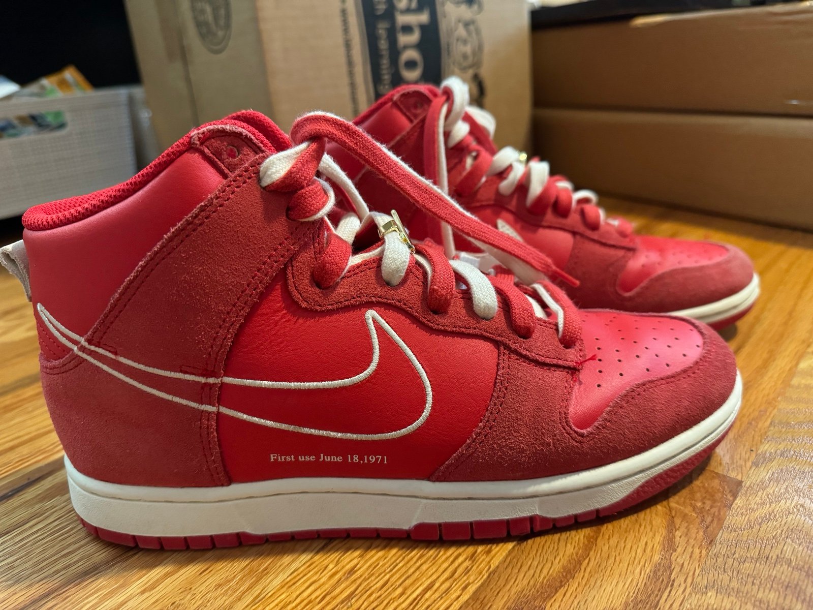 Men's Nike Dunk High SE 'First Use Pack' Varsity Red White Size 9