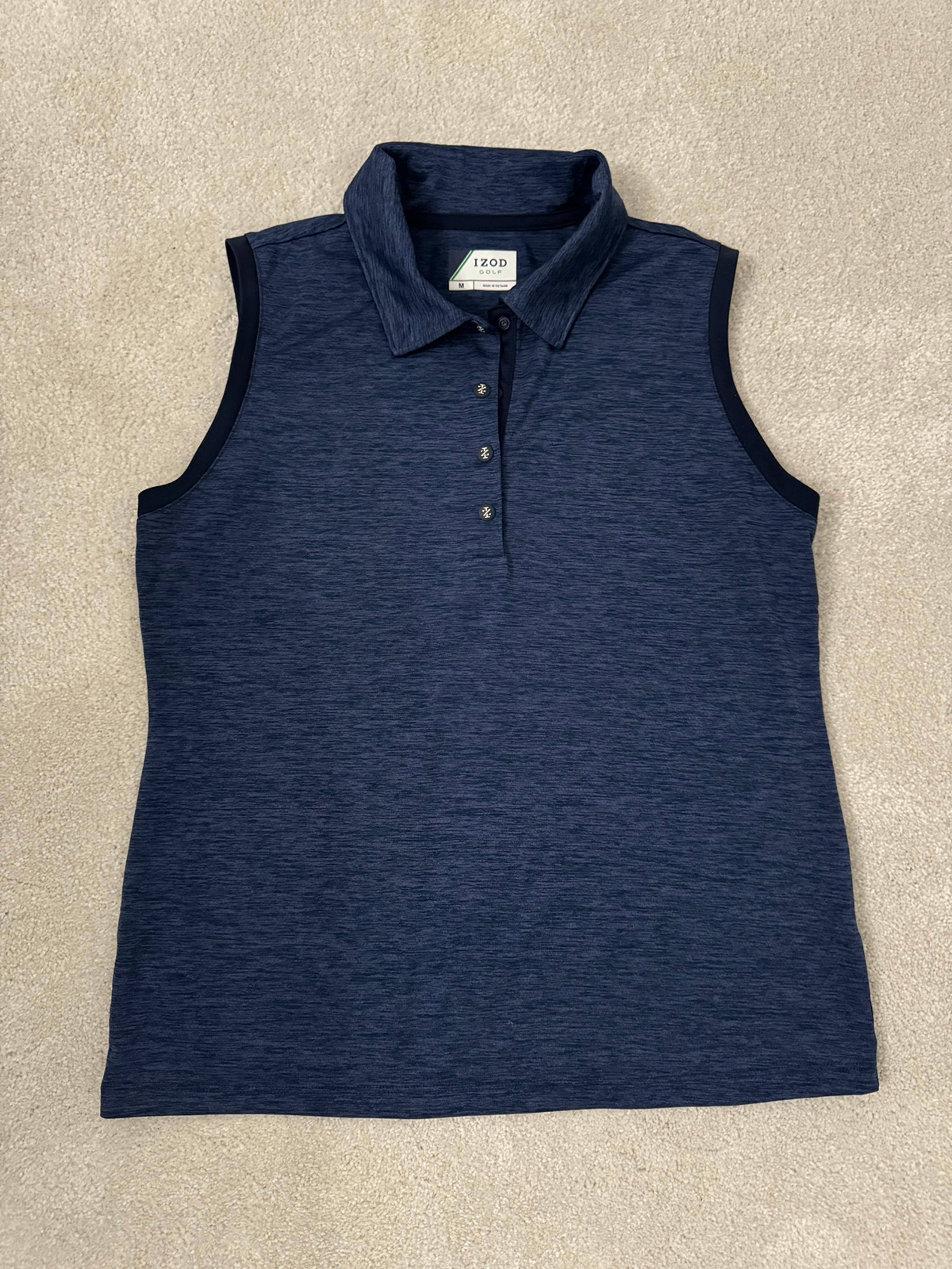 Izod Ladies Golf Sleeveless Shirt Size Medium, Navy