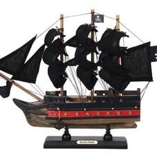 Wooden Black Pearl with Black Sails Limited Model Pirate Ship 12