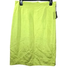 90s Vintage Lime Green Silk Deadstock Retro Straight Knee Length Skirt Size 12