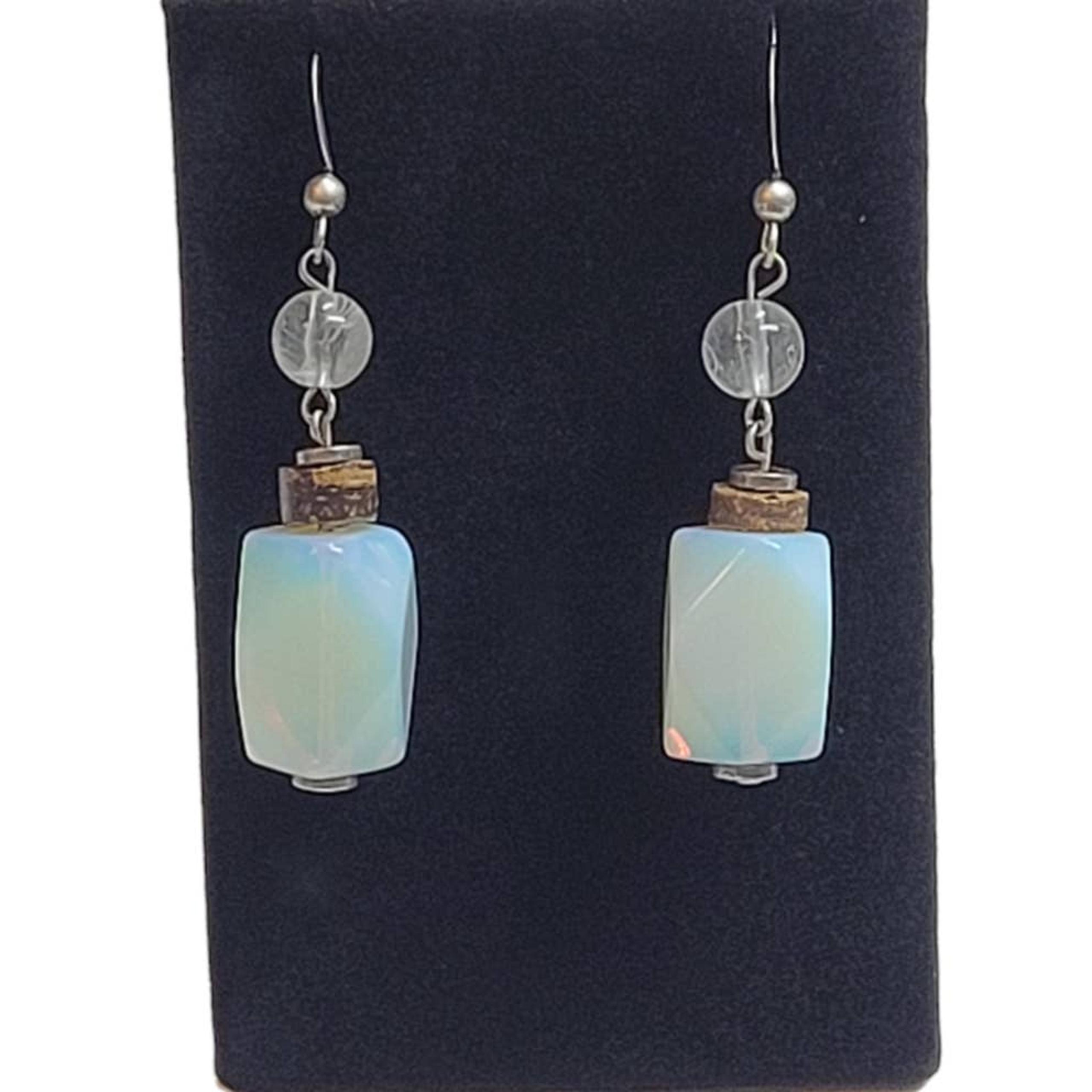 Opague Beaded Dangle Earrings Silver Tone Fish Hooks Charming Boho - The Unbranded Brand