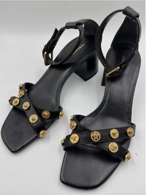 Versace Medusa Leather Sandals Size 37 Floor Sample No Box
