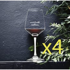Mental Health Wine Glasses x4 Premium 12 Oz Personalize Mind Brain Life NEW