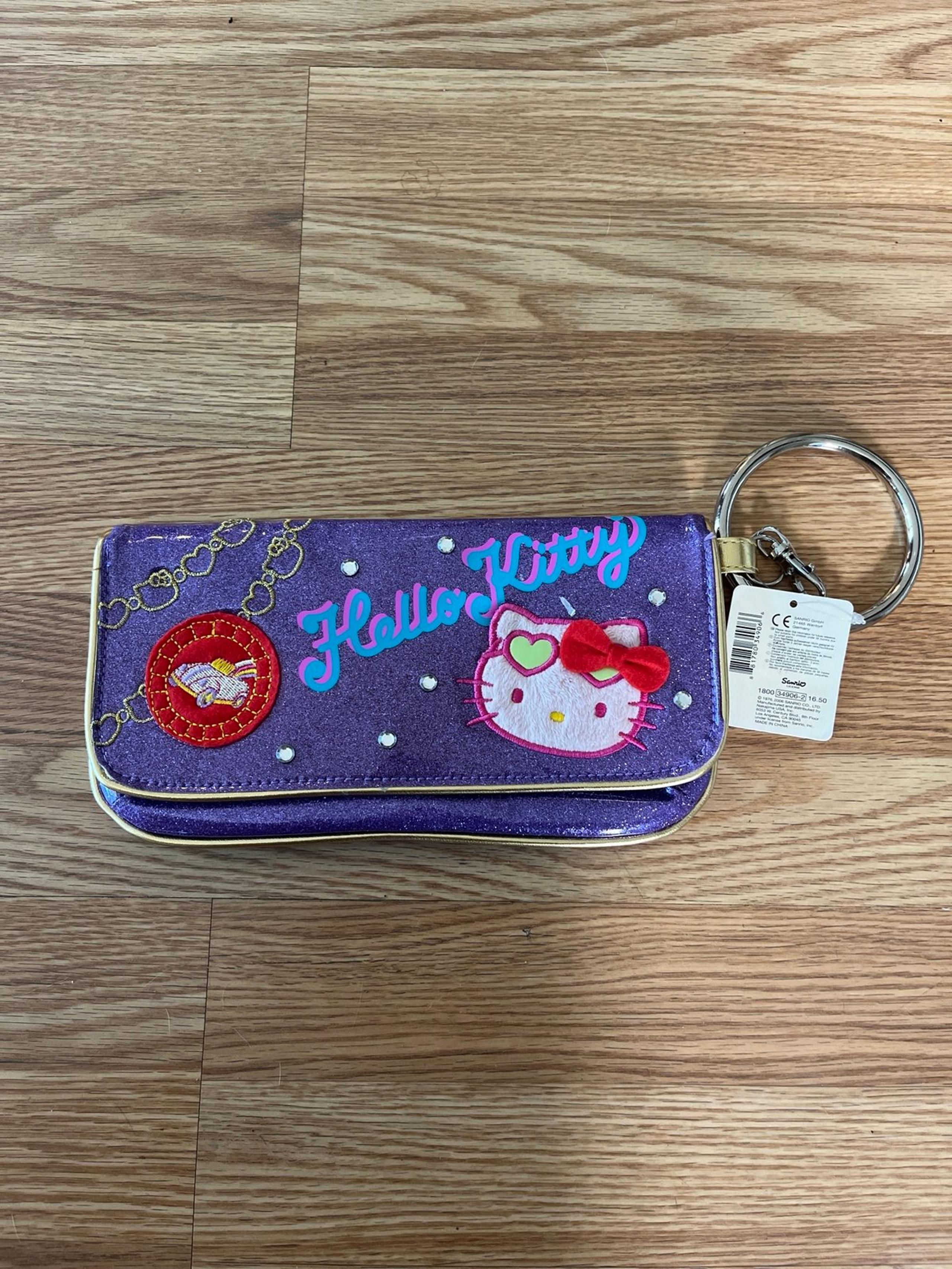 Vintage 2006 Sanrio Hello Kitty Purple Glitter Sparkle clutch purse NWT