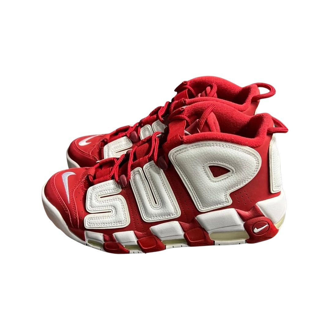 NIKE / SUPREME Sz 9.5 Air More Uptempo Red/White 2016