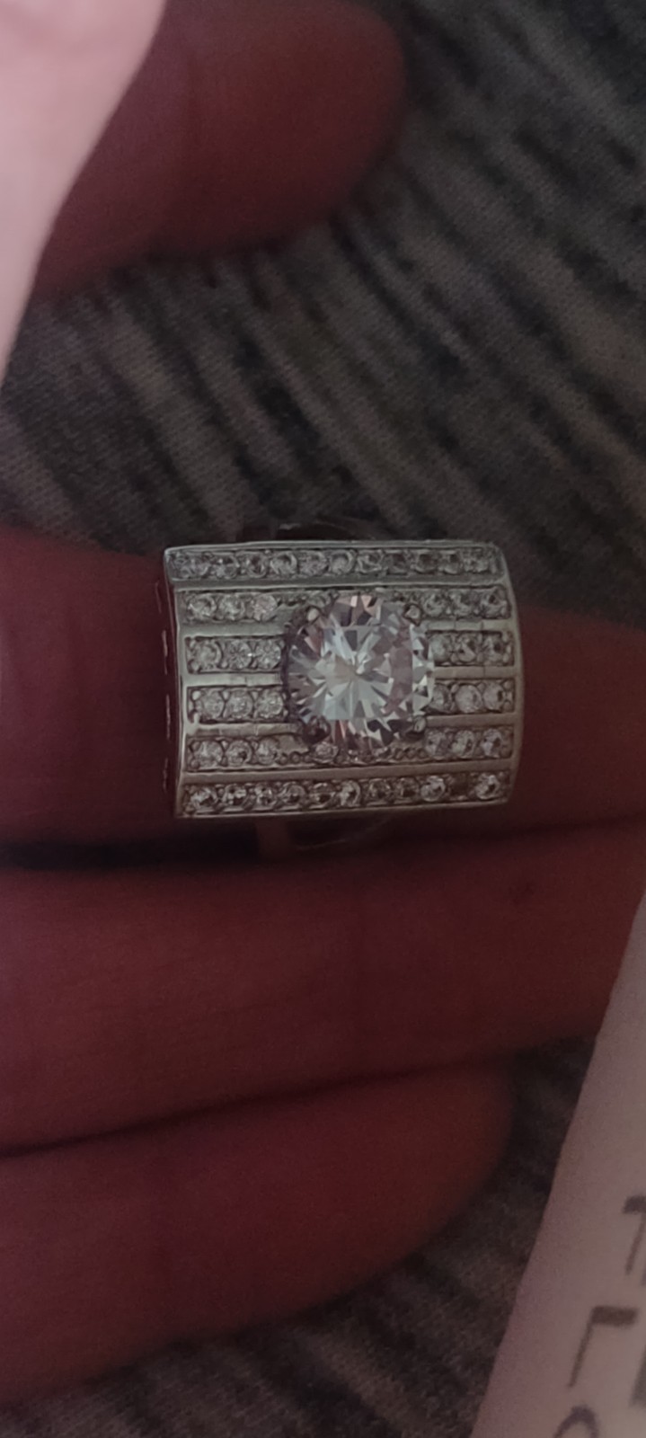 Size 6 925 Sterling and labculture diamond ring.