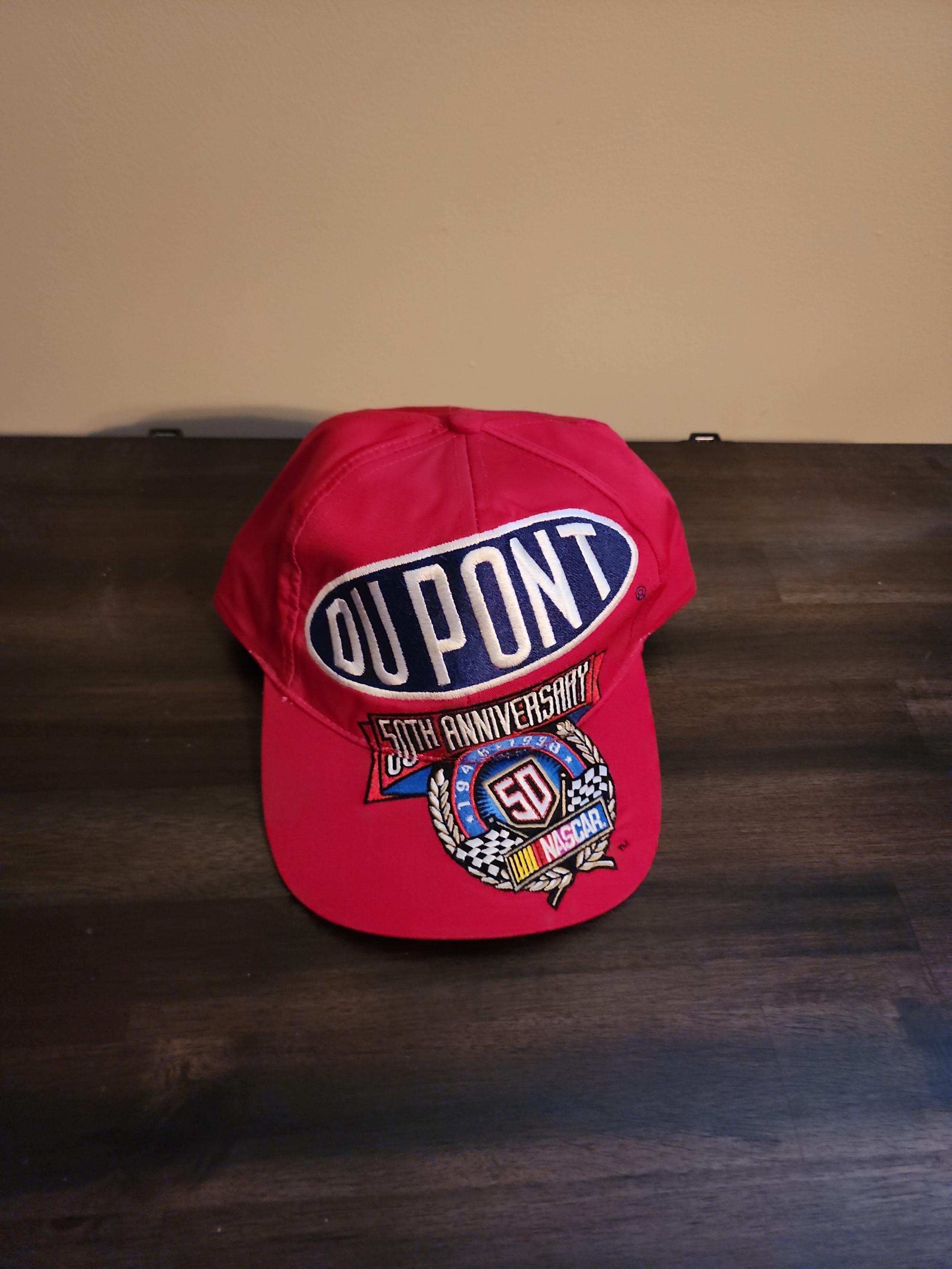 Vintage NASCAR Hat Cap Snap Back 50th Anniversary Red Mens Racing 24 DuPont 90s