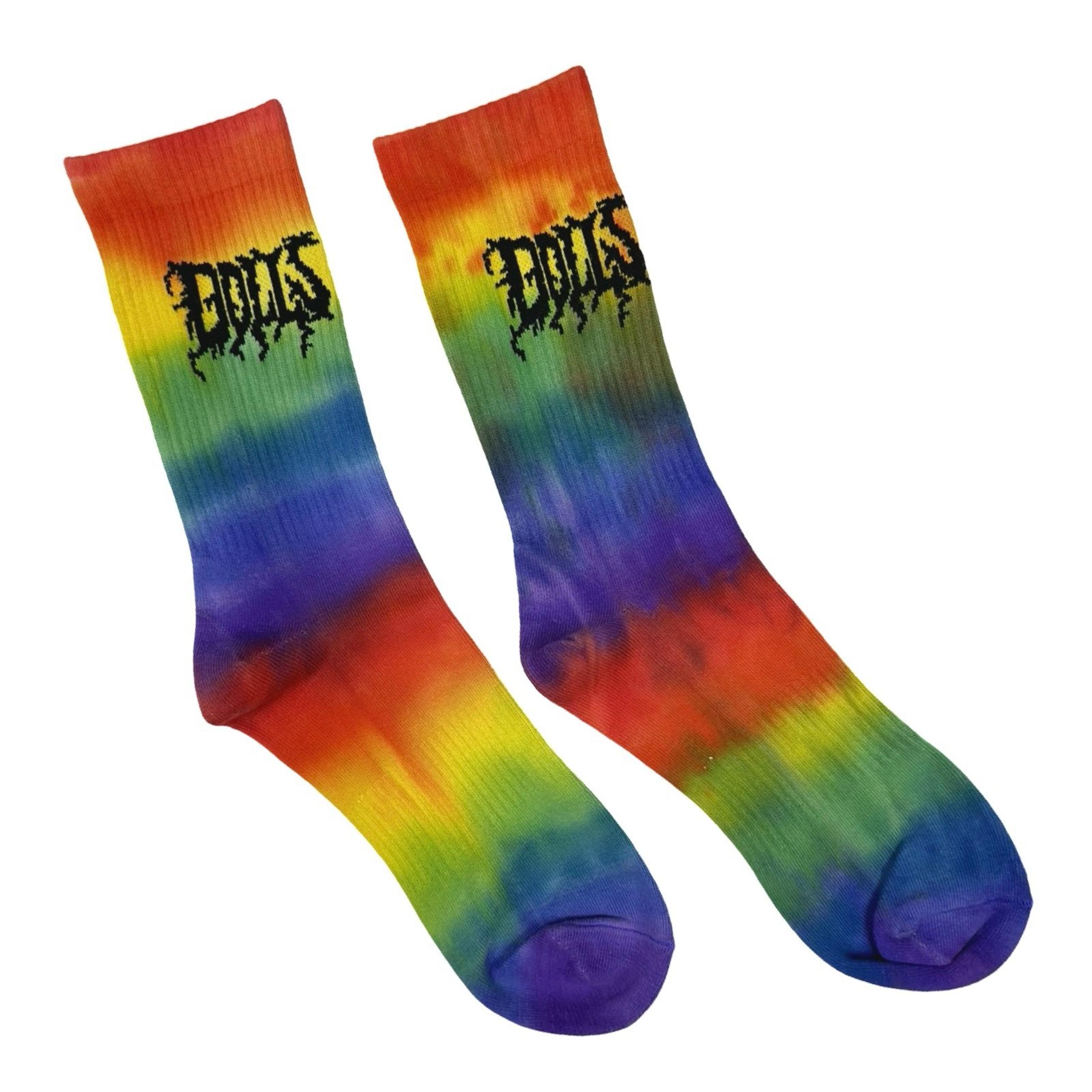 Dolls Kill Rainbow Tie Dye Crew Socks - One Size