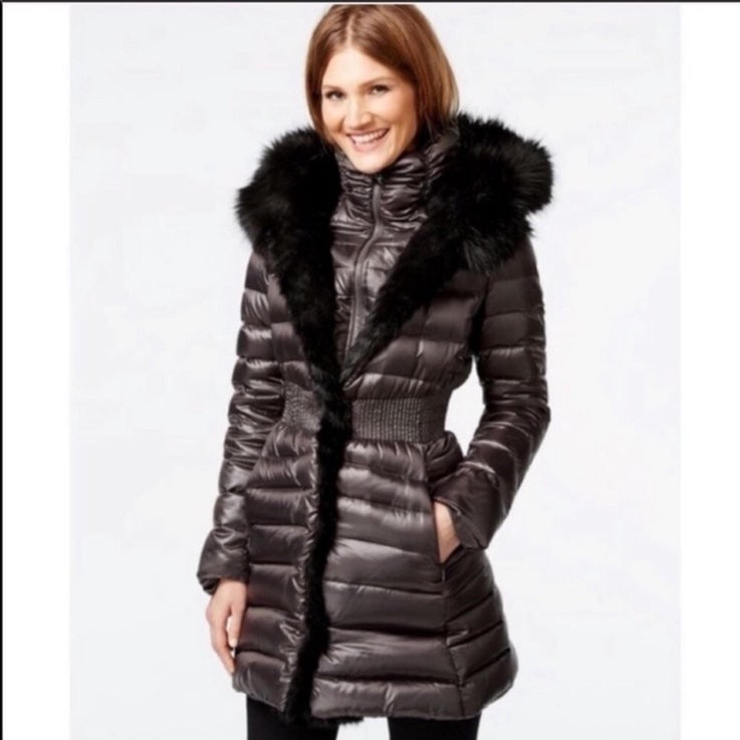 Womens Faux Fur Lined Hooded Puffer Coat - Laundry by Shelli Segal